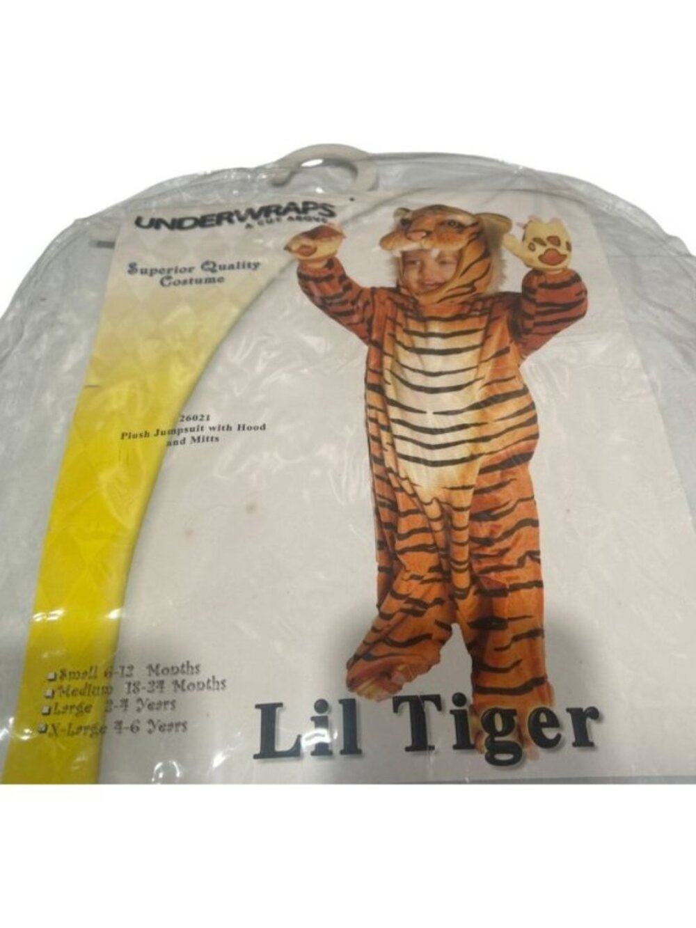 Lil Tiger Plush Jumpsuit Costume With Hood & Mitts - Size XL (4-6 Years)